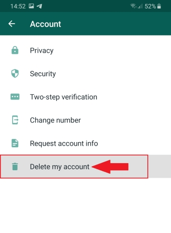 گزینه Delete my account واتس اپ - حذف اکانت واتس اپ