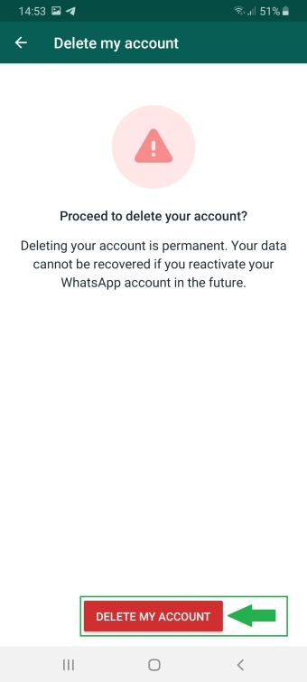 مرحله آخر حذف اکانت واتس اپ - whatsapp 